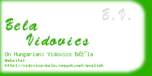 bela vidovics business card